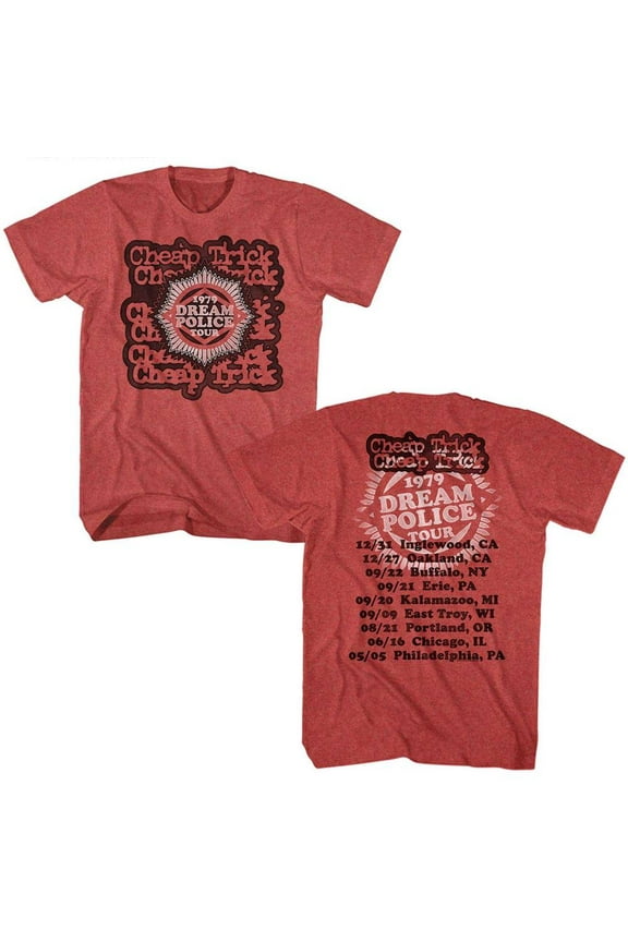 Cheap Trick Dream Police Tour Red Adult T-Shirt