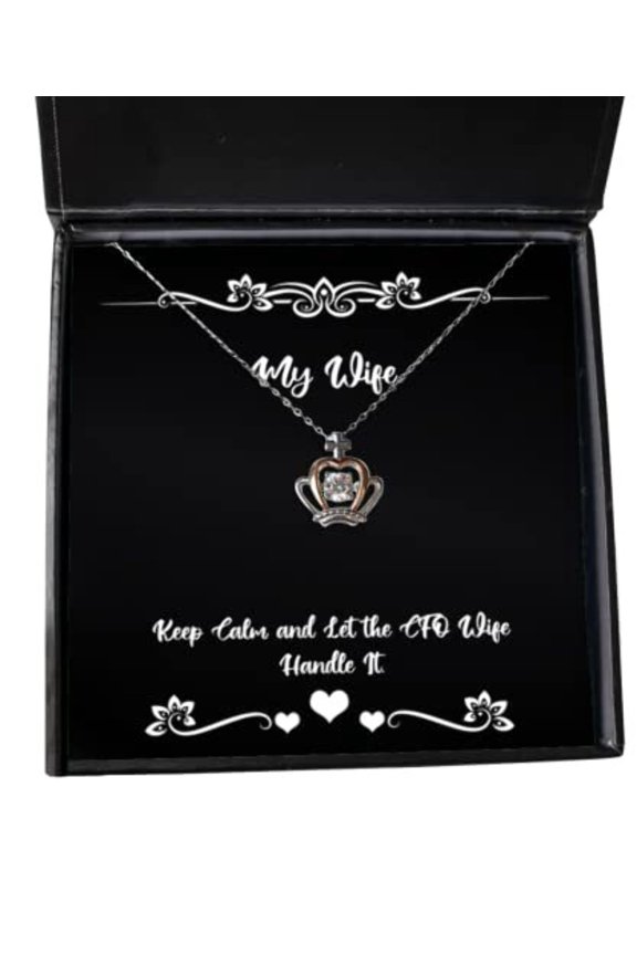 Cheap Wife Crown Pendant Necklace, Keep Calm and Let The CFO Wife Handle It, Present for Wife, Cheap from Husband