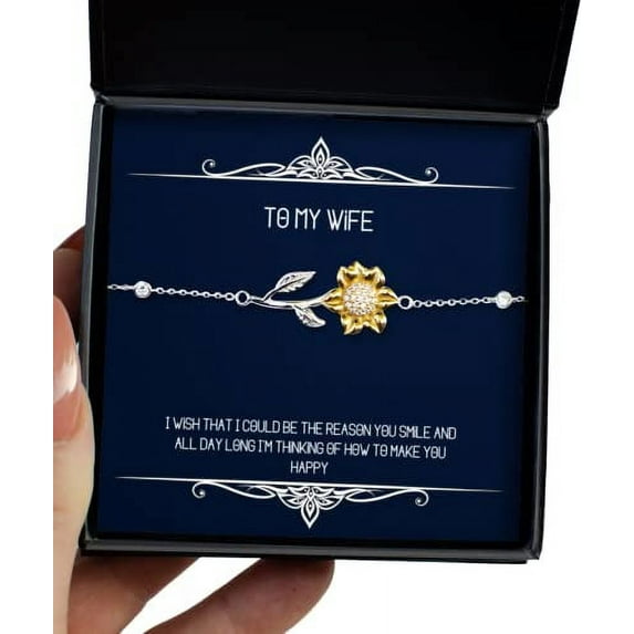 Cheap Wife Sunflower Bracelet, I Wish That I Could be The Reason You Smile and All Day Long, Present for Wife, Sarcastic from Husband