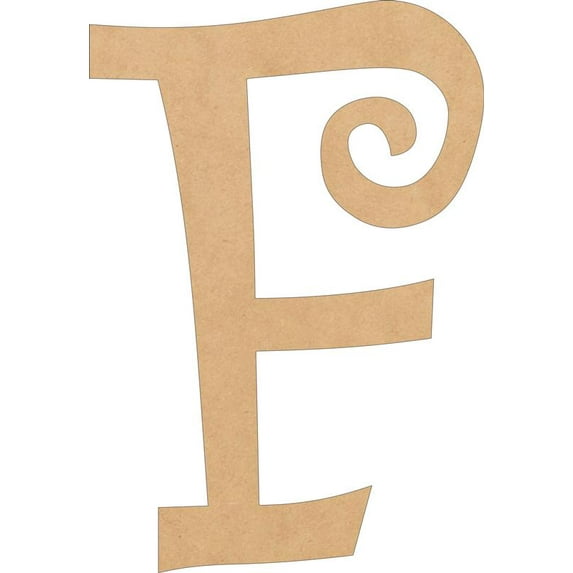Cheap Wooden Letters, Blank 15'' Curlz Font F, Craft Wall Hanging Shape