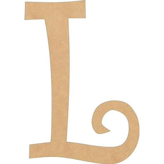Cheap Wooden Letters, Unfinished 5'' Tall Curlz L, Wooden Craft Letter