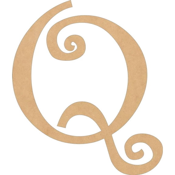 Cheap Wooden Letters, Unfinished 5'' Tall Curlz Q, Wooden Craft Letter