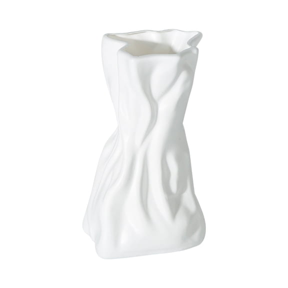 Cheapark 1.6L Square Bottom Flat Mouth Pleated Vase Modern Decorative Flower Container Stylish Vessel For Home Tabletop Decor