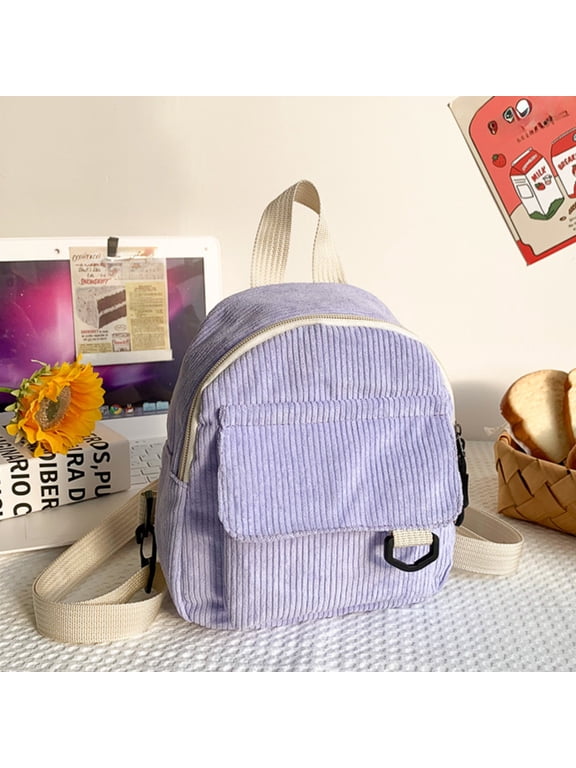 1 pc teenage Student Backpack Mini Corduroy Backpack Purse Women Solid Small Backpack Tiny Corduroy Backpack Casual Daypack Cute School Supplies Back To School Gift