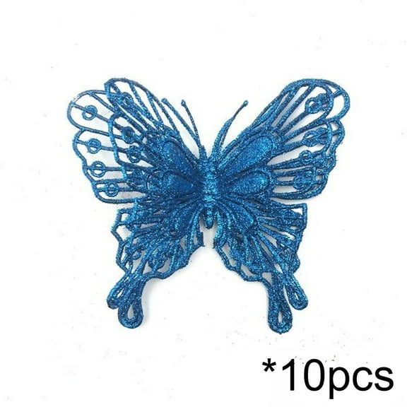 Cheapark 10 Pack Sparkling Christmas Butterfly Ornaments - Lightweight Shimmering Decor for Tree Garland Wreath Gift Box, Versatile Holiday Party Wedding Home Decorations