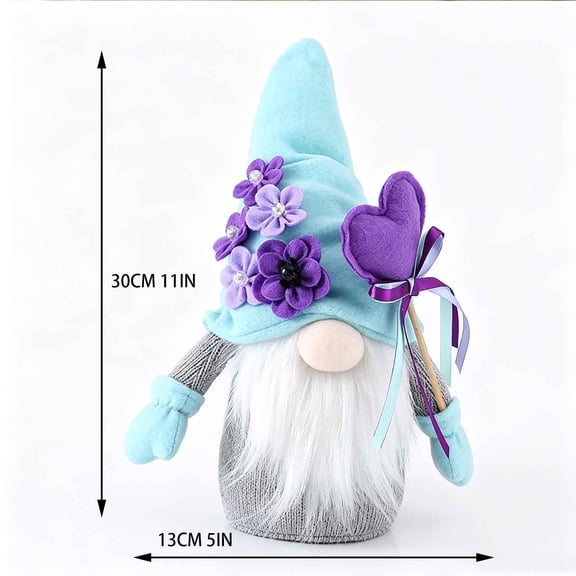 Cheapark 11.8 Inch Gnome Ornament With Blue Flower Home Party Decor Gift
