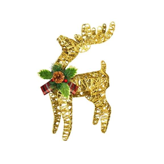 Cheapark 11.8 Inch Lighted Iron Reindeer Figurines - Glowing Look-Up Decor Under Christmas Tree, Home Holiday Accent