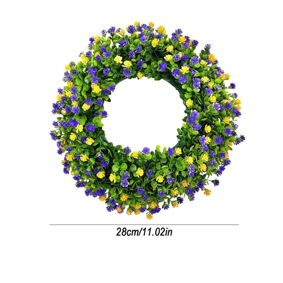 Cheapark 11 Inch Purple Yellow Multicolor Eucalyptus Wreath Faux Foliage Door Hanging Spring Summer Decor E Gift