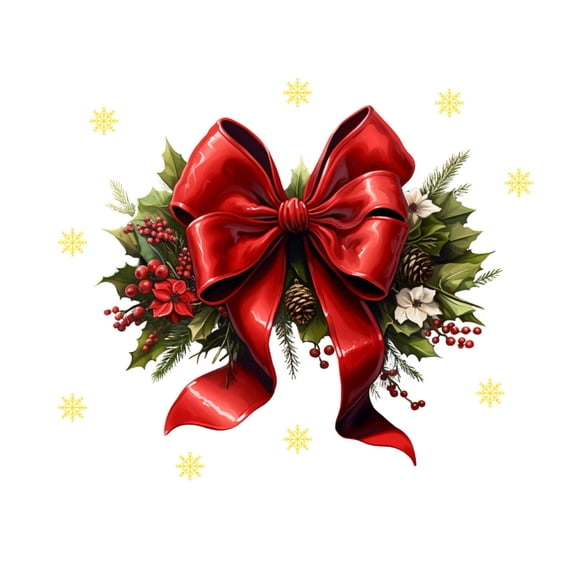 Cheapark 12-Inch Christmas Wreath Wall Decal - Red Festive Design, Waterproof Removable Sticker, Residue-Free Easy Application for Living Room Bedroom Home Decor