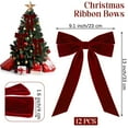 thumbnail image 1 of Cheapark 12-Piece Velvet Christmas Bow Ornaments - Decor for Christmas Tree & Wreaths, Festive Hanging Accents for Holiday Home Decor, 1 of 7