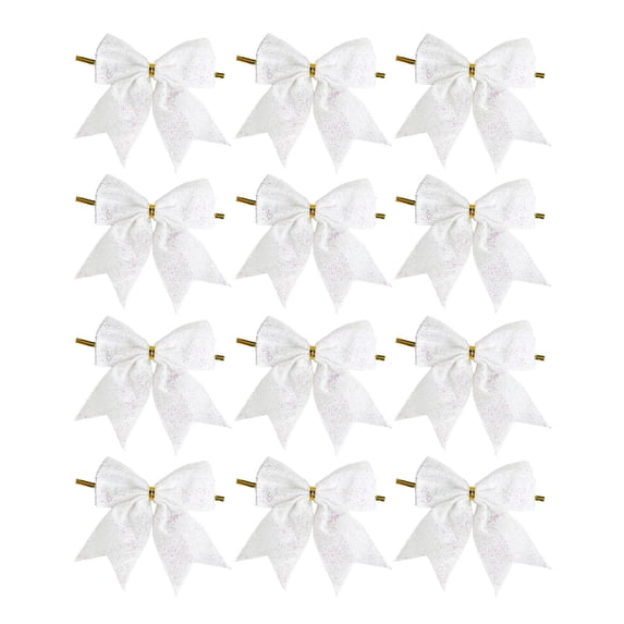 Cheapark 12 Pieces 3.54 Inch Mini Christmas Bow Hanging Ornaments, Small Festive Bow Decor for Christmas Tree Decoration, Holiday Decor Accent for Wreath Garland Home Party Gift