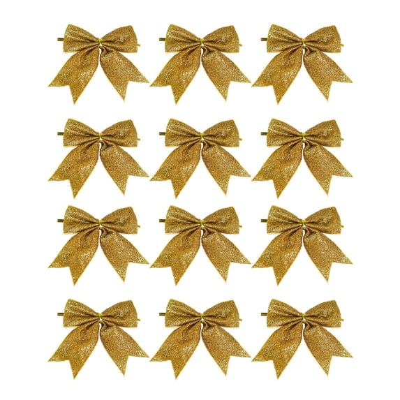 Cheapark 12 Pieces 3.54 Inch Mini Christmas Bow Hanging Ornaments, Small Festive Bow Decor for Christmas Tree Decoration, Holiday Decor Accent for Wreath Garland Home Party Gift