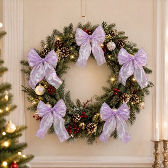 Cheapark 12 pieces Christmas bow knot hanging ornaments set, assorted festive ribbon bow decorative pendants pack, for tree gift wreath home holiday party decoration