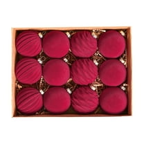 Cheapark 12Pcs 2.4 Inch Flocked Christmas Balls - Red Plastic Hanging Ornaments, Soft Textured Design for Christmas Tree Indoor Outdoor Holiday Decor