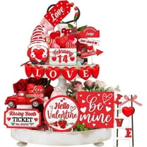 Cheapark 15Pcs Valentine's Day Tiered Tray Heart Ornaments - Mini Tabletop Decor for Wedding Party Home Romantic Valentine's Day