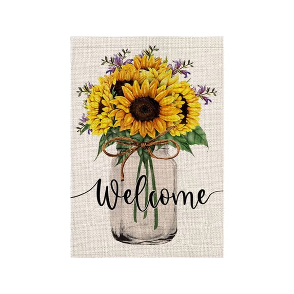 Cheapark 17.7x11.8in Sunflower Double Sided Garden Flag Spring Summer Welcome Banner for Outdoor Yard Porch Patio Home Garden Decor