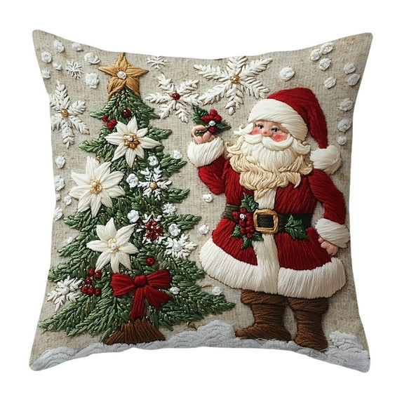 Cheapark 17.7x17.7 Inch Christmas Pillow Covers - Soft Fabric Decorative Cases with Hidden Zipper for Holiday Home Couches & Accents