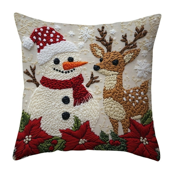 Cheapark 17.7x17.7 Inch Christmas Pillow Covers - Soft Fabric Decorative Cases with Hidden Zipper for Holiday Home Couches & Accents