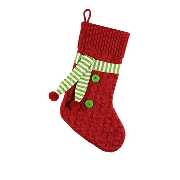 Cheapark 18 Inch Knitted Christmas Stockings - Red White Letter Design with Pocket for Family Holiday Gift Bags & Decor