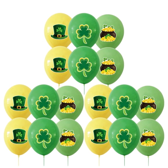 Cheapark 18 St. Patrick's Day Latex Balloons - Lucky Shamrock and Gold Coin Designs, Irish Party Supplies for Indoor Outdoor Ce