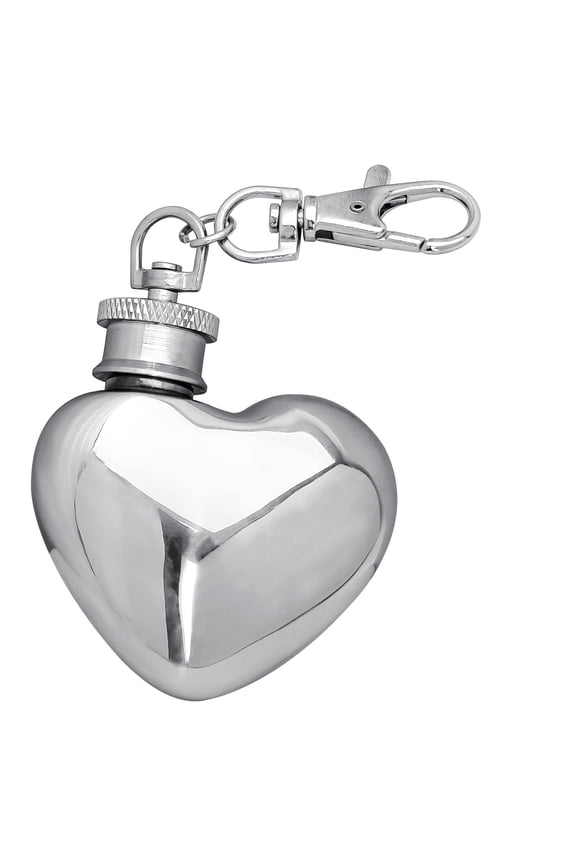 1oz Heart-Shaped Stainless Steel Whiskey Flask Keychain - Food-Grade Portable Gift Bottle, Ideal Valentines Day Gift fo r Men & Women