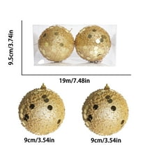 Cheapark 2-Pack 3.5 Inch Glitter Gold Christmas Ball Ornament Set