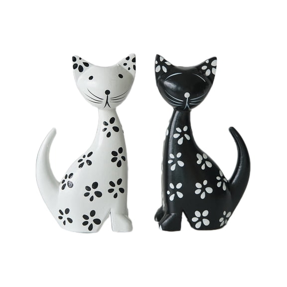 Cheapark 2 Pack Wooden Cat Table Ornament Shelf Sitter Decorative Figurine For Home Office Living Room Bedroom Desktop Pet Themed Decor