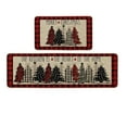 thumbnail image 1 of Cheapark 2-Piece Christmas Red Floor Mats - Non-Slip & Wear-Resistant for Bedroom/Living Room, Home Carpet for Holiday, 1 of 6