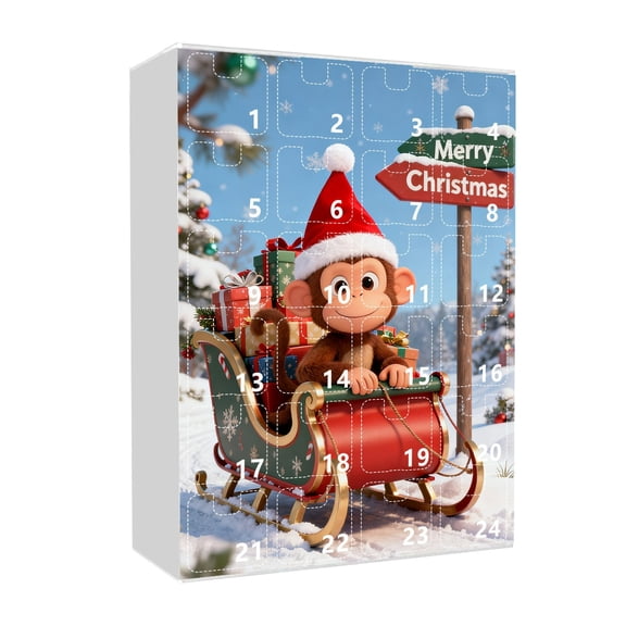 Cheapark 2025 Monkey Christmas Advent Calendar - Whimsical Animal-Themed 24-Day Countdown Decor for Home Living Room Holiday Festivities