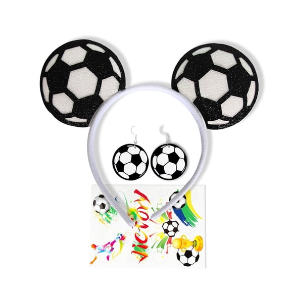 Cheapark 2026 Soccer Fan Accessory Set Mouse Ears Headball Earrings Temporary Tattoos Game Day Outfit For Sports Lovers