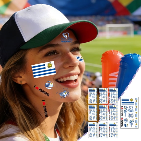 Cheapark 2026 World Cup Soccer Tattoo Sticker National Flag Decal 10 Pack Fan Game Day Watch Party Body Decor Accessory
