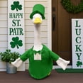 thumbnail image 1 of Cheapark 23 Inch St. Patrick's Day Porch Goose Outfit - 3-Piece Green Shamrock Theme Costumes, Festive Yard Decor for Irish Celebrations, 1 of 5
