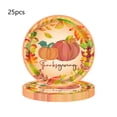 thumbnail image 1 of Cheapark 25-Piece 7 Inch Thanksgiving Paper Plates - Sturdy Leak-Proof Pumpkin & Leaves Pattern, Disposable Tableware for Fall Harvest Parties & Festive Gatherings, 1 of 6