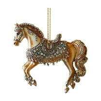 Cheapark 2D Acrylic Christmas White Horse Ornaments - Color-Printed Pendants For Christmas Tree, Home Holiday Decor
