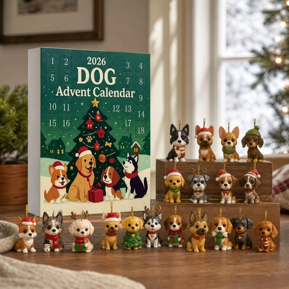 Cheapark 2D Christmas Dog Advent Calendar, Festive Holiday Countdown Calendar, Pet Themed Date Tracker