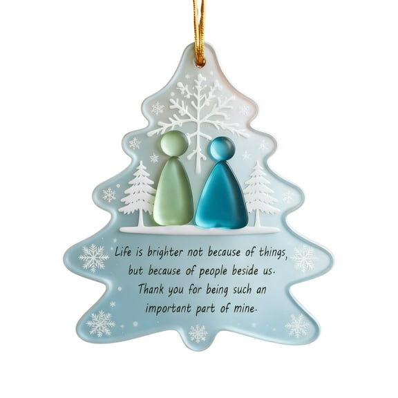 Cheapark 2D Eternal Friendship Sea Glass Tree Christmas Pendant - Coastal Sea Glass Design, Sentimental Hanging Gift for Christmas Tree Holiday Festivities