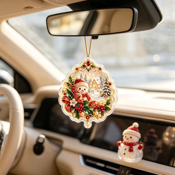 Cheapark 2D Flat Acrylic Christmas Snowman Hanging Ornament Lightweight Tree Pendant for Xmas Tree Holiday Home Party Decor Gift