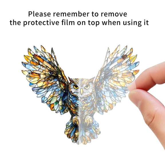 Cheapark 2D Owl Decorative Pendant with Hanging Chain Ornament for Window Porch Outdoor and Home Decoration