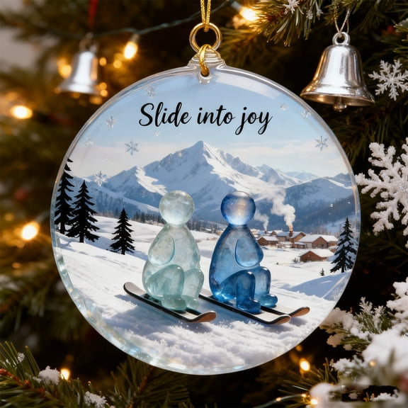 Cheapark 2D Ski Christmas Ornaments Pendant - Winter Sports Themed Decor for Tree and Holiday Season