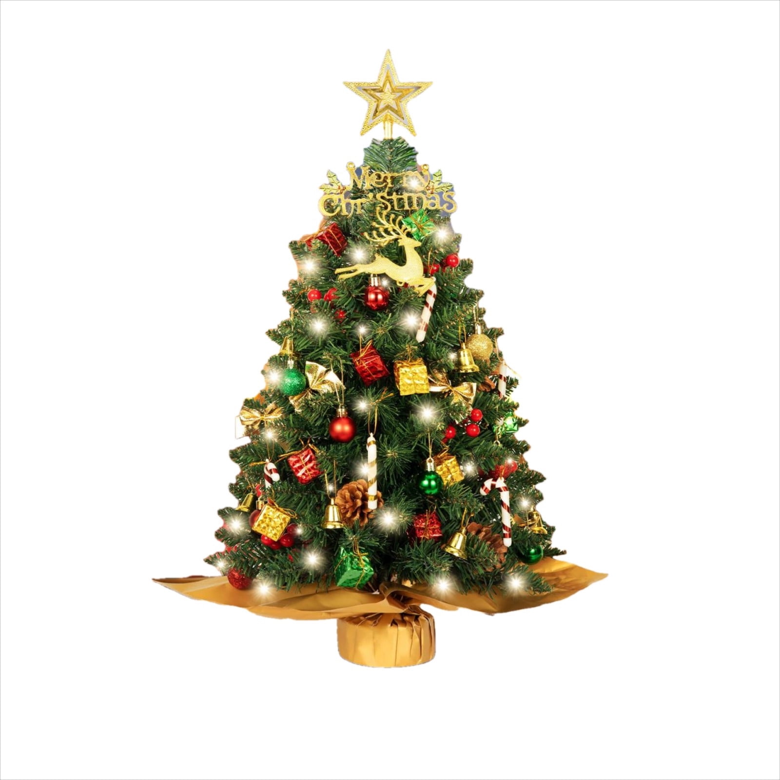 Cheapark 2FT Mini Prelit Christmas Tree - Small Tabletop LED Tree with ...
