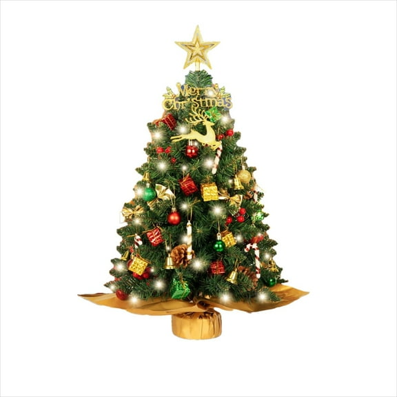 Cheapark 2FT Mini Prelit Christmas Tree - Small Tabletop LED Tree with Warm Glow for Desk Room Indoor Holiday Xmas Decorative Accent