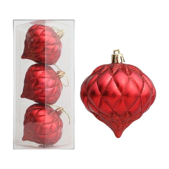 Cheapark 3-Piece Shatterproof Onion-Shaped Christmas Ball Ornament Set