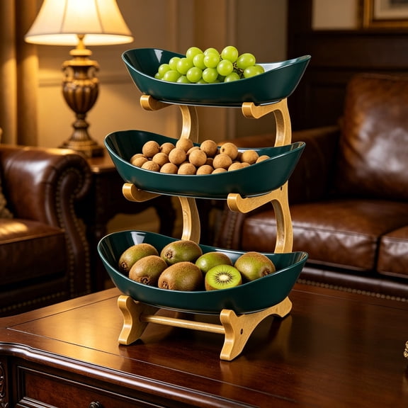 Cheapark 3 Tier Fruit Bowl Tiered Fruit Serving Tray for Kitchen Dining Table Countertop Stable Base Snack Storage Organizer Gift