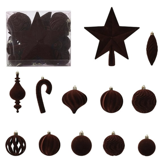 Cheapark 30 Pieces Velvet Christmas Ball Ornaments, Flocked Plastic Xmas Tree Decorations, 2.4 Inch Mixed Colors