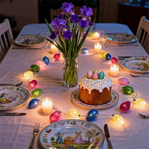 Cheapark 30LED Easter Eggshell String Lights 6.5ft Colorful LED Decor For Bedroom Living Room Patio Spring Holiday Ambience