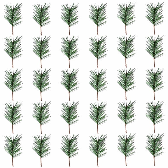 Cheapark 30PCS Artificial Christmas Branches - Fake Pine Needle Twigs Stems Picks for Garland, Wreath Making & Home, Holiday, Garden Festive Decoration