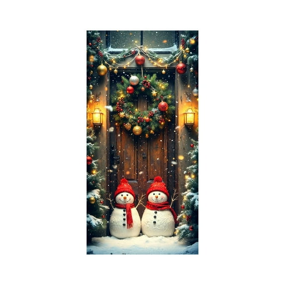 Cheapark 35 X 72 Inch Christmas Door Cover Curtain - Festive Printed Decor, Vibrant Door & Wall Accent for Christmas Day Parties Indoor Outdoor Home Celebrations
