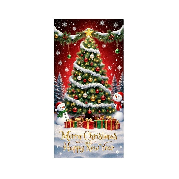 Cheapark 35X71 Inch Christmas Door Cover - Vibrant Santa Claus Print Wrinkle-Resistant Polyester, Easy-to-Hang Door Wall Decor for Christmas Day Festival Party Holiday Ambience