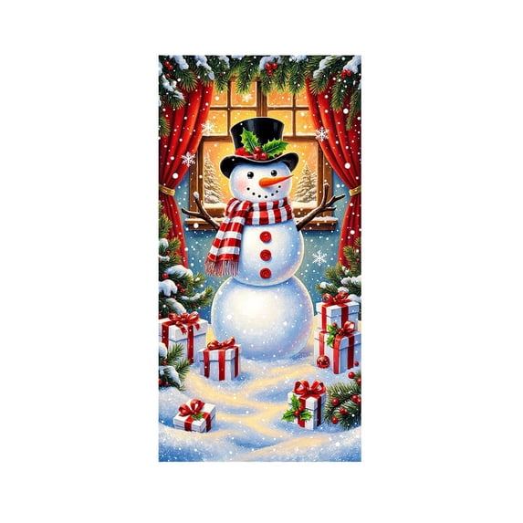 Cheapark 35X71 Inch Christmas Door Cover - Vibrant Santa Claus Print Wrinkle-Resistant Polyester, Easy-to-Hang Door Wall Decor for Christmas Day Festival Party Holiday Ambience