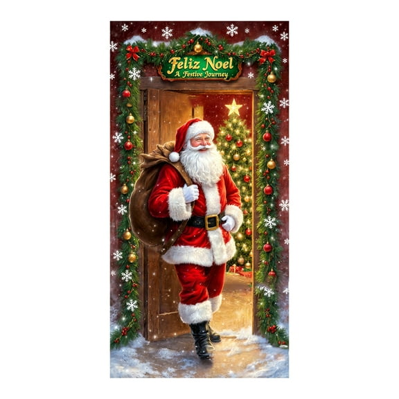 Cheapark 35X72 Inch Christmas Door Cover Curtain - Lightweight Reusable Polyester, Festive Door Wall Decor for Indoor Outdoor Christmas New Year Winter Festival Party